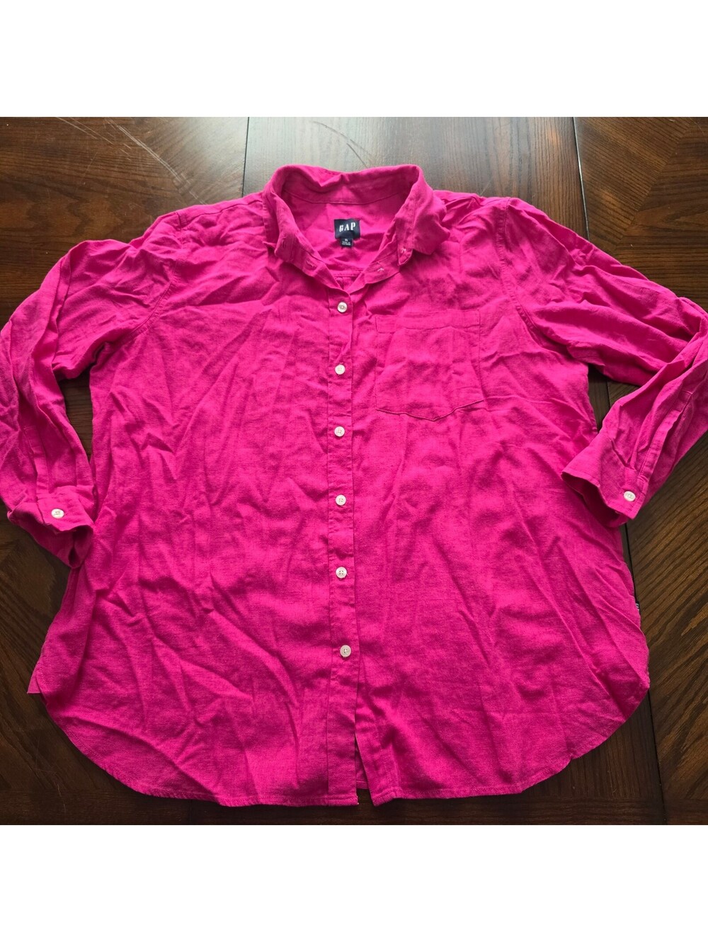 Gap hot pink button front shirt XL